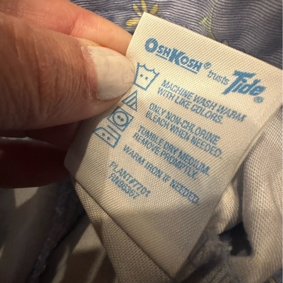 Vintage Oshkosh Light Blue Overalls Shortalls Daisy Print Baby 3-6 Mo Tide Label - Picture 8 of 8